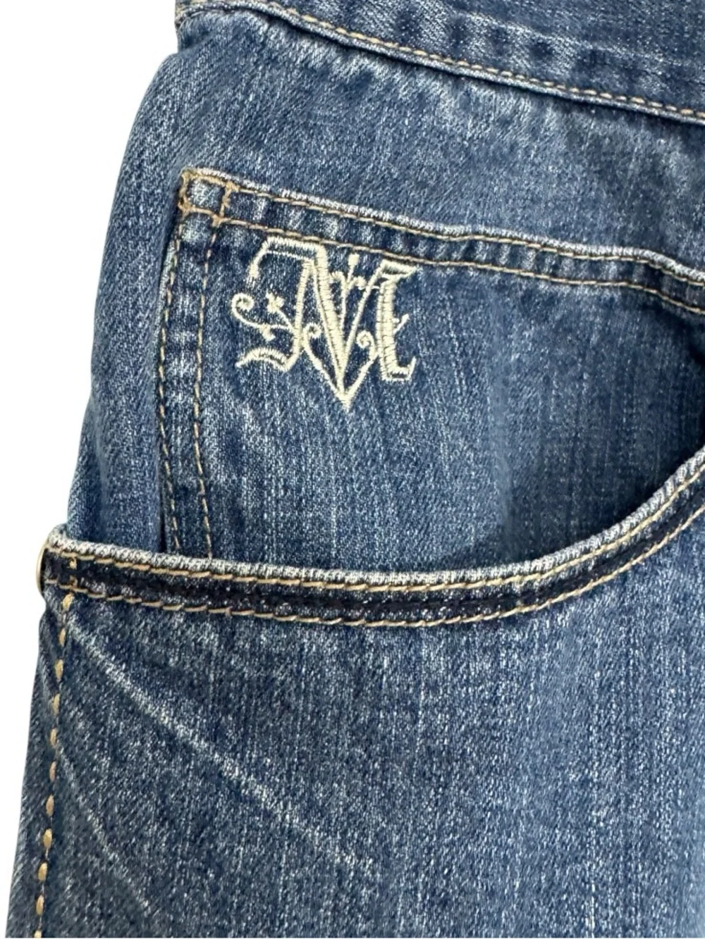 Makaveli Tupac Denim Shorts Size 40 Y2K Embroidered Logo Baggy Blue Jean Shorts